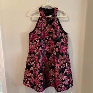 Eliza J Halter Neck Dress in Floral Jacquard NWOT